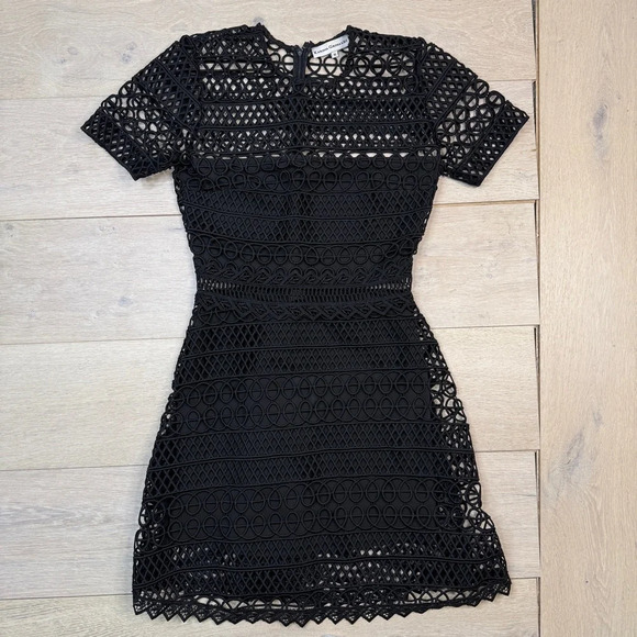 Karina Grimaldi Black Vincent Crochet Mini Dress in Black - Picture 2 of 7